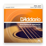 D'Addario EJ15 Extra Light Phosphor Bronze Acoustic String Set 10-47 Gauge