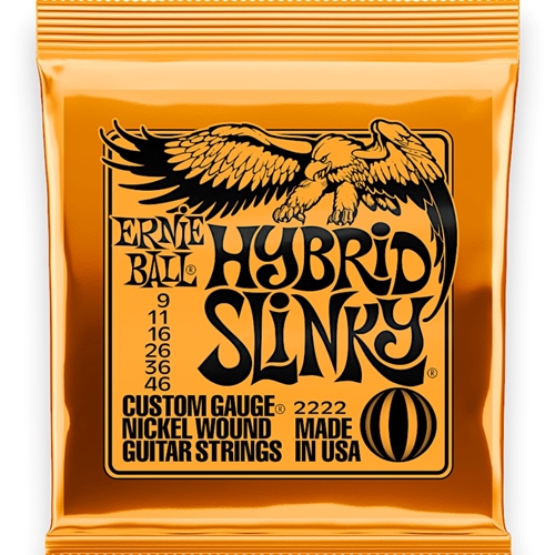 Ernie Ball EB2222 Hybrid Slinky Nickel Wound Electric Guitar Strings 9-46 Gauge