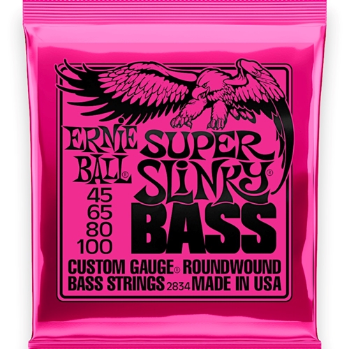 Ernie Ball EB2834 Super Slinky 4 String Nickel Wound Electric Bass Strings Set 45-100 Gauge