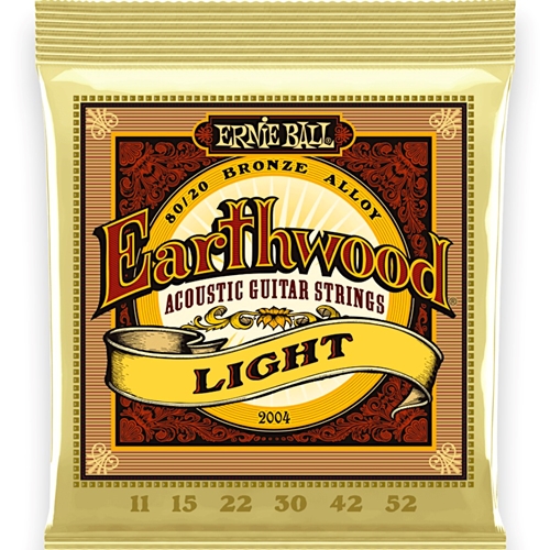 Ernie Ball EB2004 Light Earthwood 80/20 Bronze Acoustic Guitar Strings 11-52 Gauge