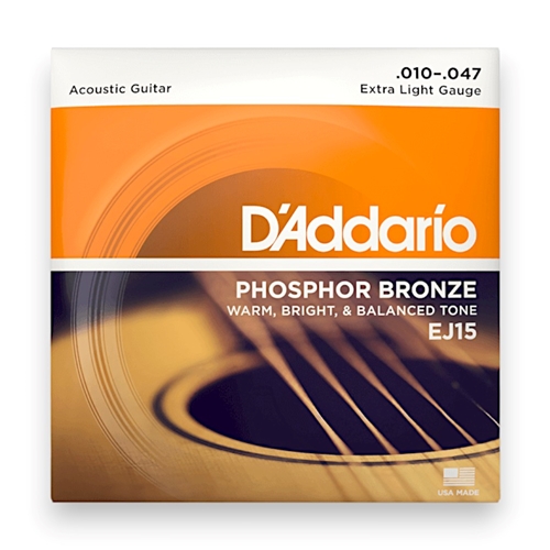 D'Addario EJ15 Extra Light Phosphor Bronze Acoustic String Set 10-47 Gauge