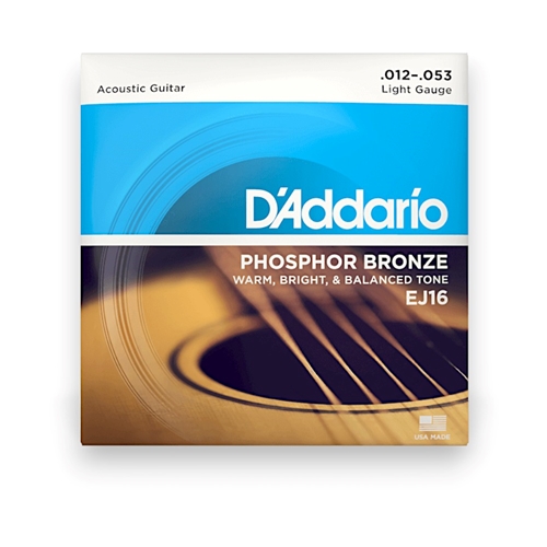 D'Addario EJ16 Light  Phosphor Bronze Acoustic Guitar Strings 12-53 Gauge